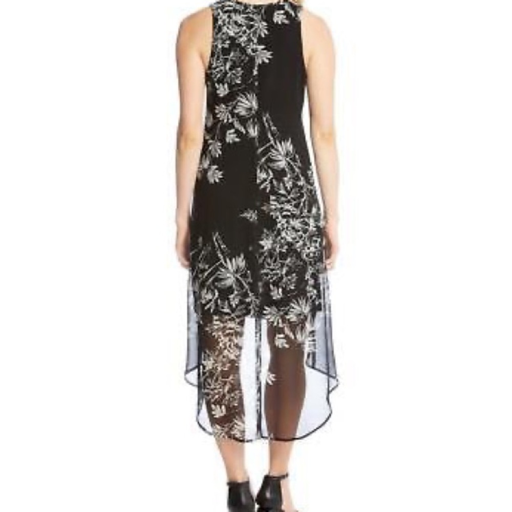 Karen Kane Hi Lo Chiffon Sleeveless V-Neck Black Dress - Picture 2 of 13